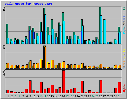 Daily usage for August 2024